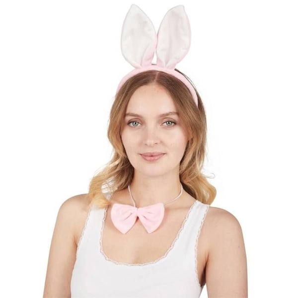 Barnkostymset - Rosa och vit kanin - 3 tillbehör (hårband, fluga, svans) - One size - Unisex