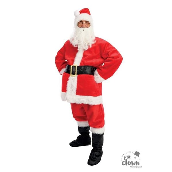 Kostym - LITEN CLOWN - Jultomte i päls - Storlek S/M - Röd och vit - Tjock päls