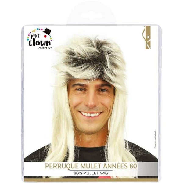 Peruk - LITEN CLOWN - Mullet år 80 - Blond - Vuxen unisex - Karneval/Halloween