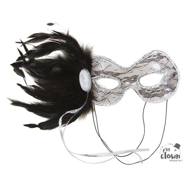 Ansiktsmask - LITEN CLOWN - Varg - Spets - Fjädrar - Slumptal färg