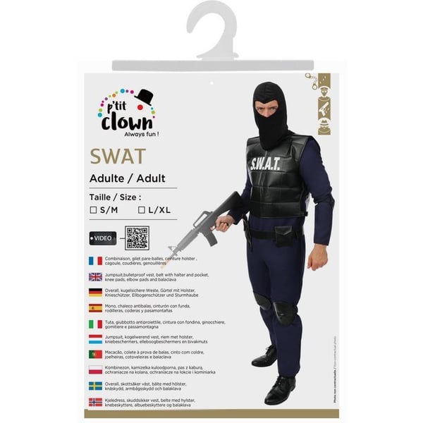 Kostym - LITEN CLOWN - SWAT - Storlek S/M - Vuxen - Karneval/Halloween