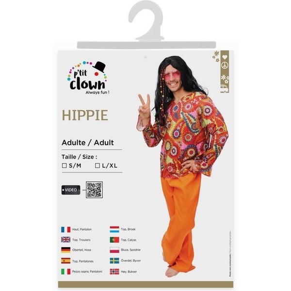 Hippiekostym - PTIT CLOWN - 24552 - Storlek S/M - Orange - Man