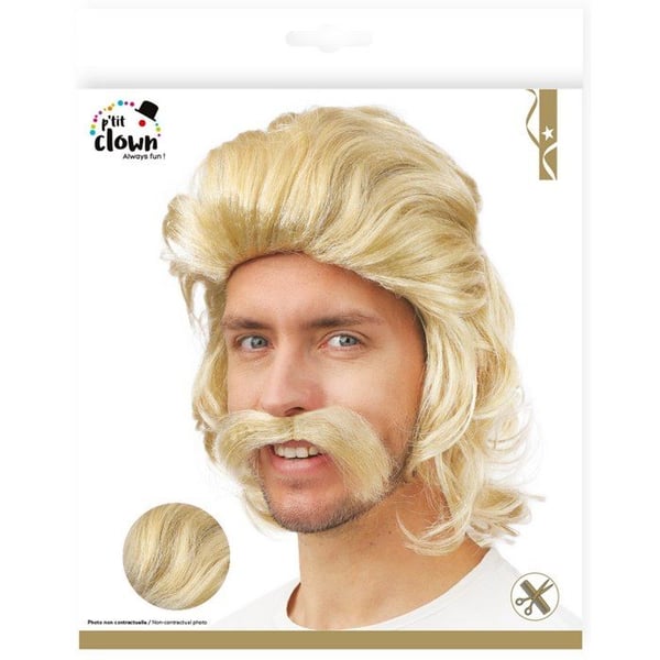 Peruk - LITEN CLOWN - 23998 - medellång - blond - integrerad mustasch