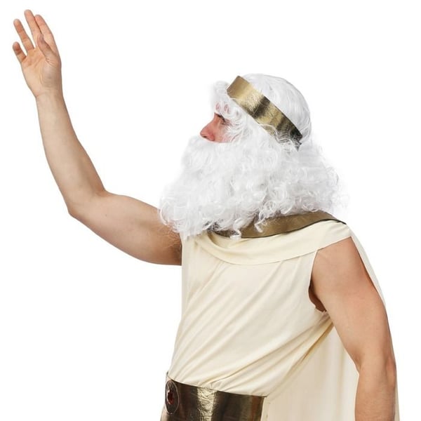 Peruk och skägg mytologisk gud - LITEN CLOWN - 24764 - Vit - Karneval/Halloween/Cosplay - Set med peruk och skägg