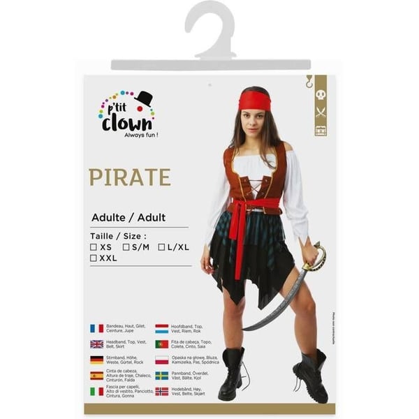 Kostym - LITEN CLOWN - Pirat Kvinna - Flerfärgad - Polyester - 14+ år
