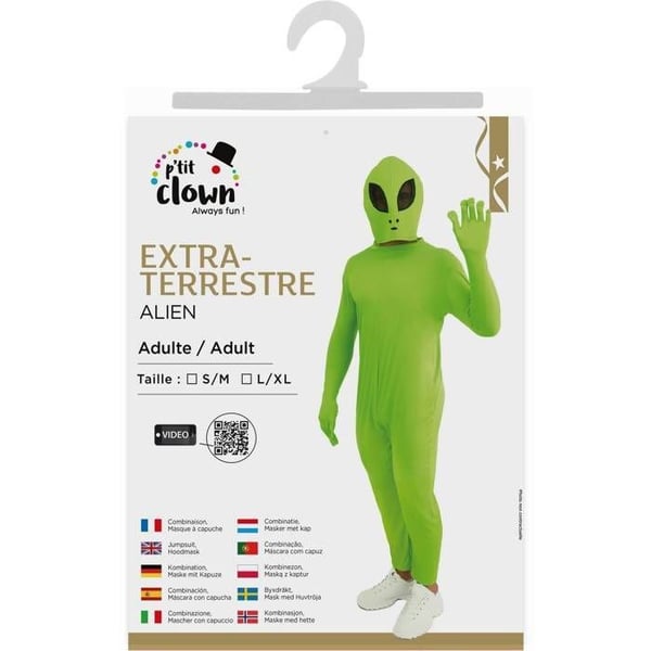 Vuxen utomjording kostym - PTIT CLOWN - PTIT CLOWN - Grön - Polyester - Lätt och bekväm