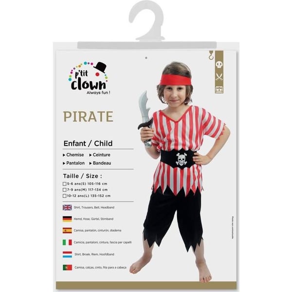 Piratuppklädnad Kille - PTIT CLOWN - PTIT CLOWN - Röd - Polyester - Från 7 år