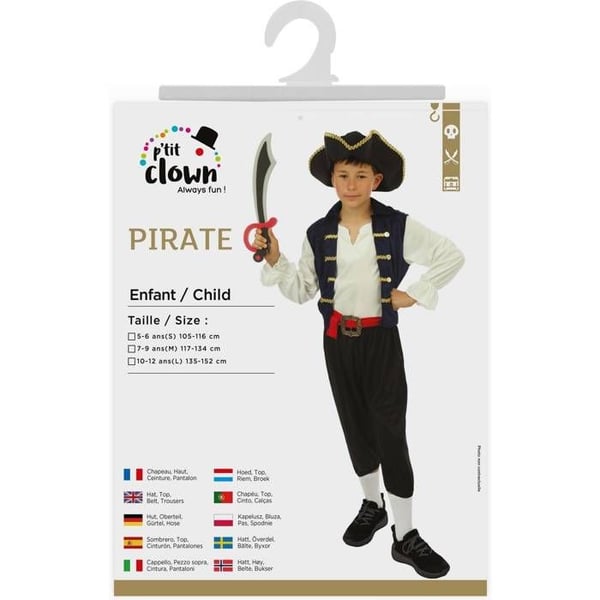 Kostym - LITEN CLOWN - Piratkostym för pojke - Flerfärgad - Polyester - 7 år+