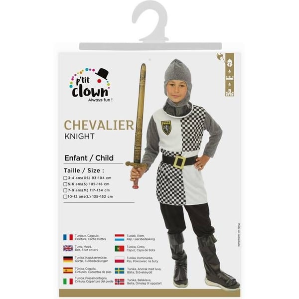 Kostym - LITEN CLOWN - Barnkostym Riddare - Grå - Från 3 år - Polyester