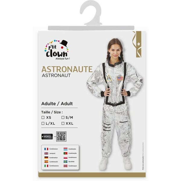 Astronautkostym - PTIT CLOWN - 24750 - Dam - Storlek XS - Grå silver