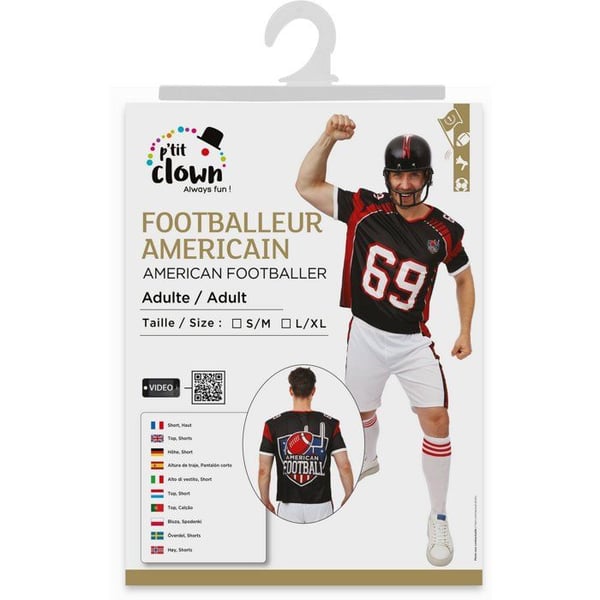 Amerikansk fotbollskostym - LITEN CLOWN - LITEN CLOWN - Storlek L/XL - Vuxen 18+ - Idealisk för Karneval/Halloween
