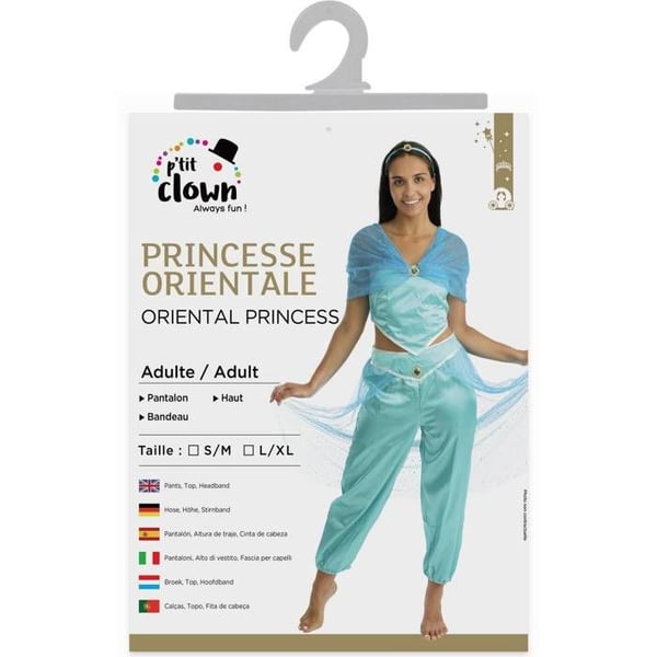 Kvinnlig kostym - LITEN CLOWN - Österländsk prinsessa - Blå - Satin och voile - L/XL