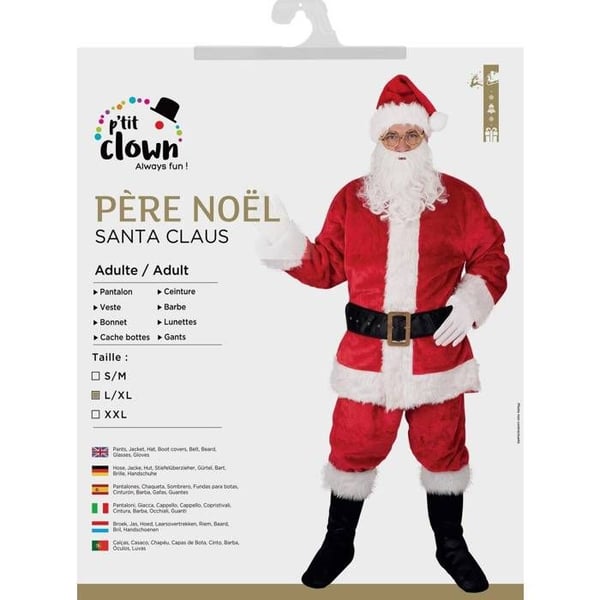 Kostym - LITEN CLOWN - Jultomte i päls - Storlek S/M - Röd och vit - Tjock päls
