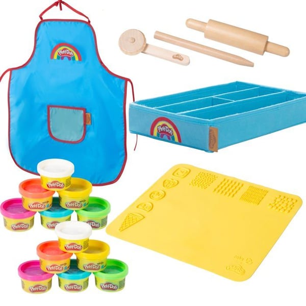 Kreativset ROBA x Play-Doh - 12 Burkar med Modellera + Förkläde + 3D-matta och Tillbehör - för Barn från 3 År