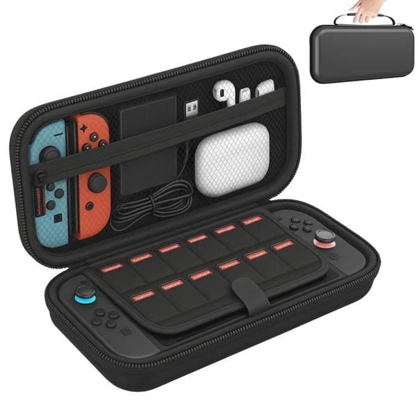 Etui för Nintendo Switch 2 - Svart transportfodral med plats för spelkort Phonillico®