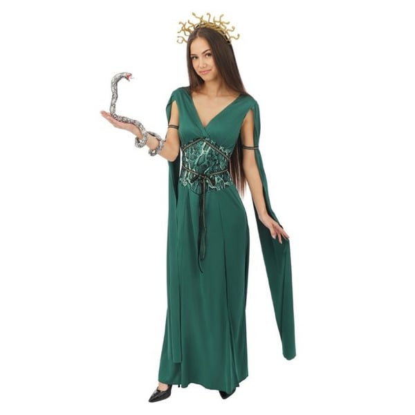 Kostym - LITEN CLOWN - Medusa - Grön - Storlek L/XL - Karneval/Halloween/Cosplay