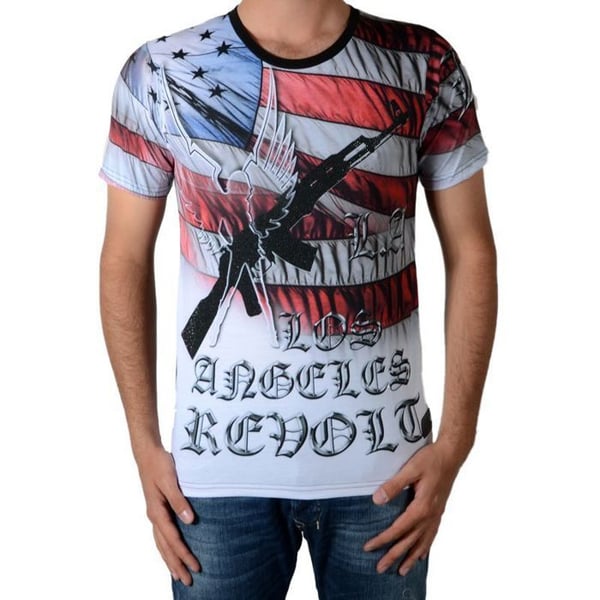T-shirt Kändis Tees Gun Amerika Svart - Röd - Svart