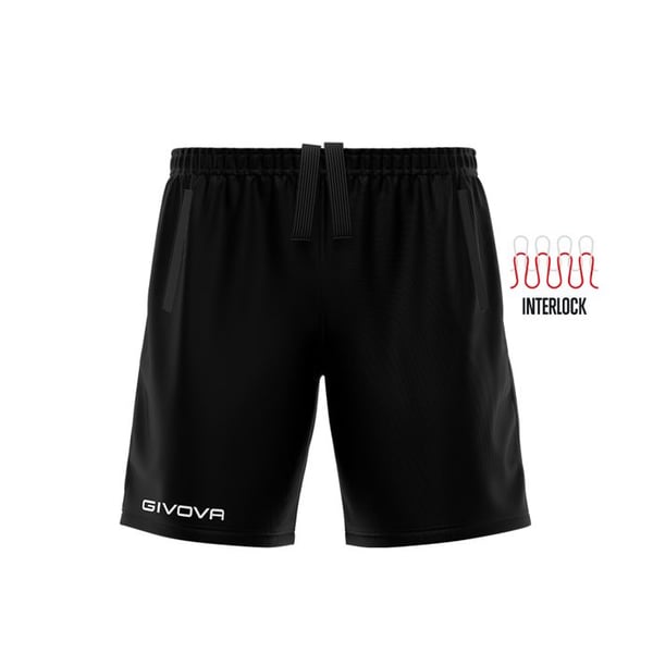 Kort - GIVOVA - Fickshorts - 100% polyester interlock 140 g/m² - Sidofickor - Broderade logotyper