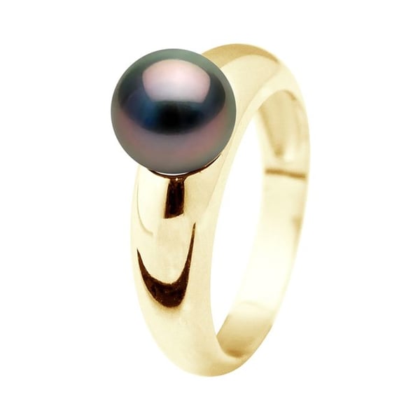 Ring - Pärlor & Färger - Tahiti Kulturpärla 8-9 mm - Guld 375/1000 - Kvalitet A+ - Prestigeetui