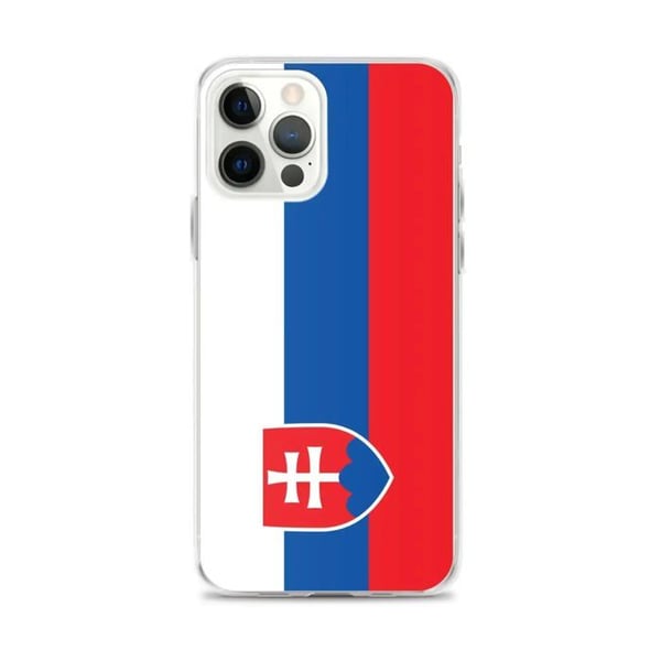 Telefonfodral – Slovakiens flagga – Kompatibel med iPhone 12 Pro Max – Mjuk fodral – Stöttålig och chockresistent – Pixelforma