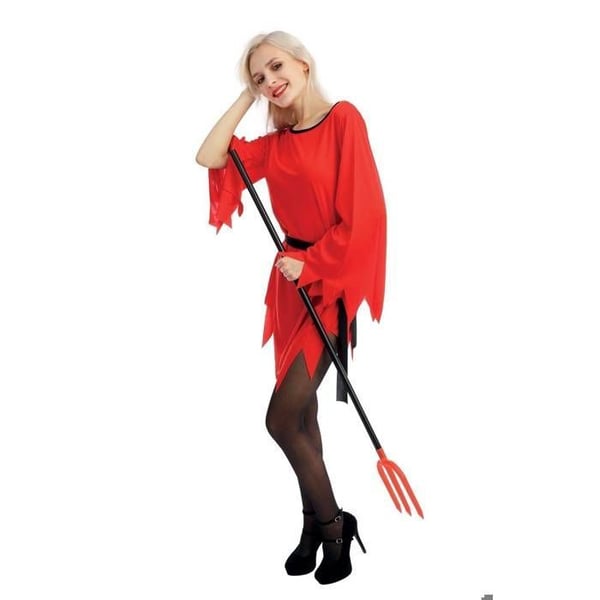 Vuxen Kostym - LITEN CLOWN - Djävelsk Kostym Kvinna - Röd - Bekväm - Polyester