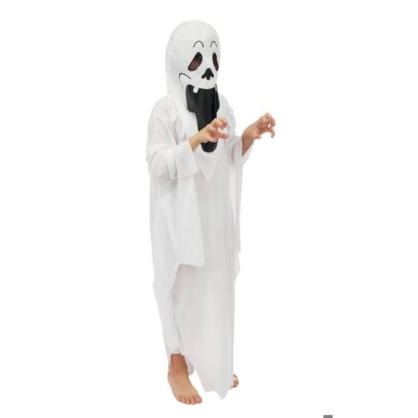 Barnkostym - LITEN CLOWN - Vit Spöke Kille - Vit - 5-6 år - Lätt polyester