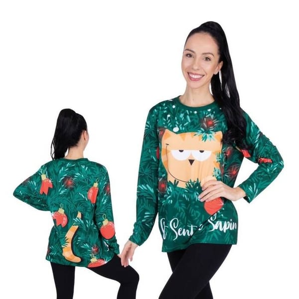 Jul T-shirt - LILLA CLOWNEN - Katten luktar gran - 100% bomull - Grön - Kortärmad