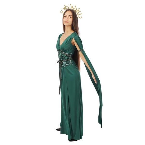 Kostym - LITEN CLOWN - Medusa - Grön - Storlek L/XL - Karneval/Halloween/Cosplay
