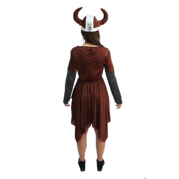 Kostym - LITEN CLOWN - Viking Kvinna - Brun - Lätt - Hjälm, klänning, bälte