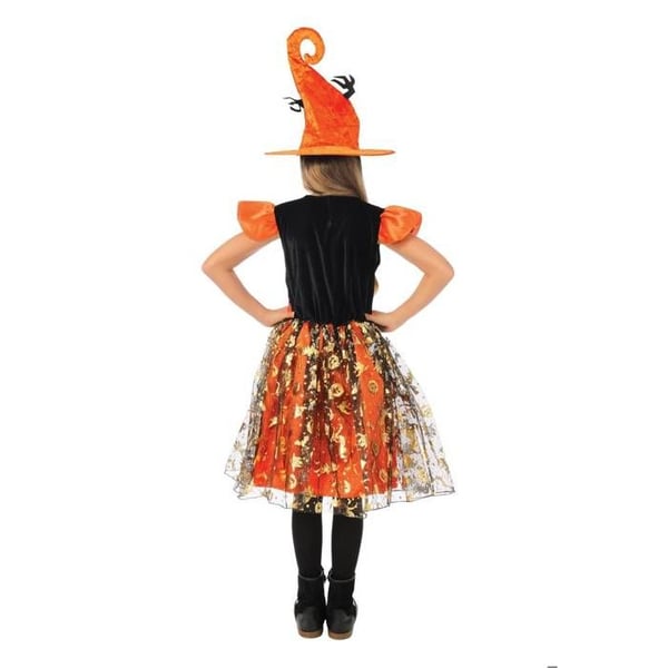 Barnkostym - LILLA CLOWN - Pumpa Häxa Flicka - Orange - 7-9 år - Polyester