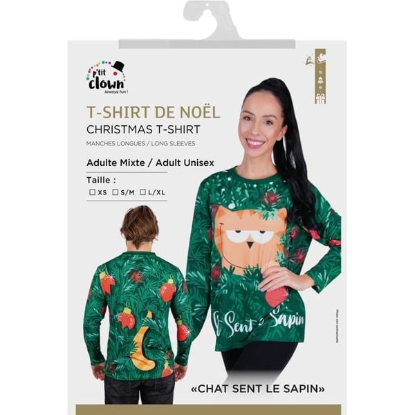 Jul T-shirt - LILLA CLOWNEN - Katten luktar gran - 100% bomull - Grön - Kortärmad