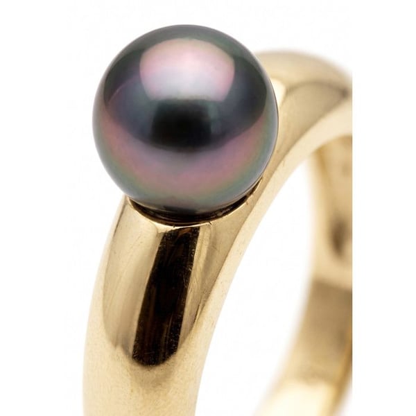 Ring - Pärlor & Färger - Tahiti Kulturpärla 8-9 mm - Guld 375/1000 - Kvalitet A+ - Prestigeetui