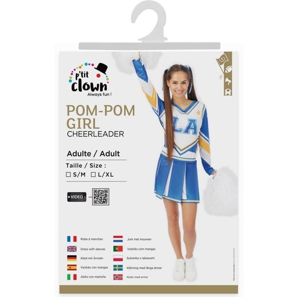 Pom-pom tjej kostym - LILLA CLOWN - LILLA CLOWN - Blå - Storlek L/XL - Vuxen