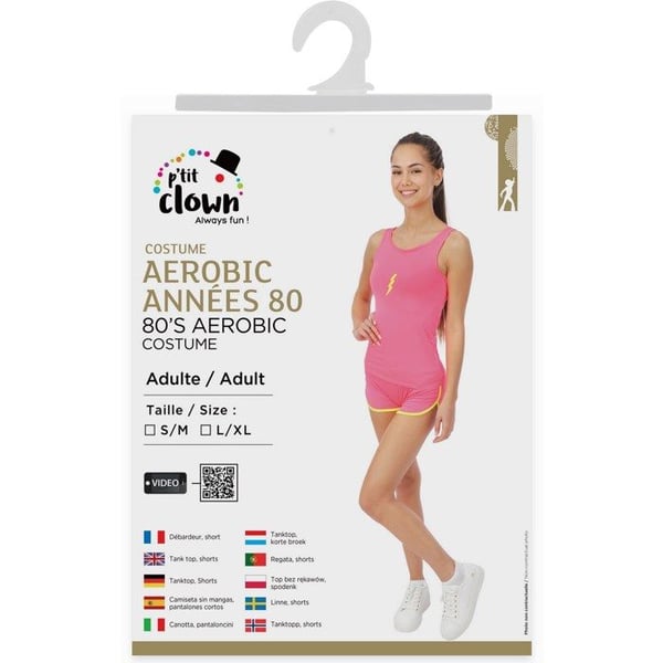 Kostym - LITEN CLOWN - 24419 - Aerobics 80-tal - Neonrosa - Vuxen L/XL