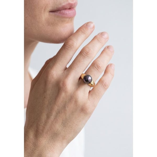 Ring - Pärlor & Färger - Tahiti Kulturpärla 8-9 mm - Guld 375/1000 - Kvalitet A+ - Prestigeetui