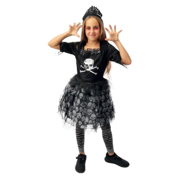 Kostym - PTITCLOWN - Pirat dödskalle (flicka) - Svart - 5 år+ - Klänning, tutu, leggings, hårband