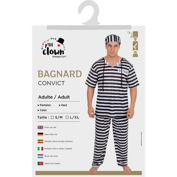 Kostym / Dräkt - LITEN CLOWN - Fångvaktare - Polyester - Lätt och bekväm - Topp, byxor, mössa