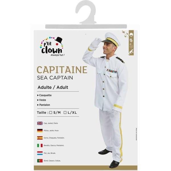 Kostym - LITEN CLOWN - Marin - Vit - Polyester - hatt, jacka, byxor