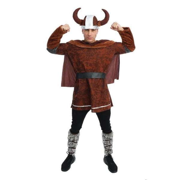 Kostym - LITEN CLOWN - Vikingkostym Man - Brun - Vuxen 14+ - Hjälm, tunika, bälte
