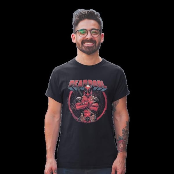 T-shirt - MARVEL - Deadpool - Noir - 100% bomull - Korta ärmar