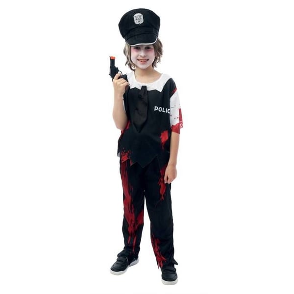 Blodigt Polisdräkt - PTIT CLOWN - Barnkostym - Svart - 10 till 12 år - Polyester