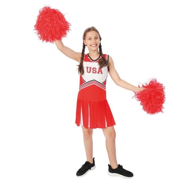 Pom-pom tjejdräkt - LILLA CLOWN - LILLA CLOWN - Röd - 10/12 år - Flicka