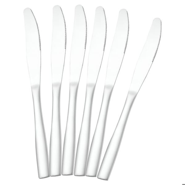 Set med 6 Bordskniv 23cm i Höghållfast Rostfritt Stål Cheffinger Silver