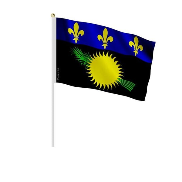 Mini Guadeloupe-flagg – 14 x 21 cm – Att Hålla i Handen – Polyester – 1 styck – Pixelforma