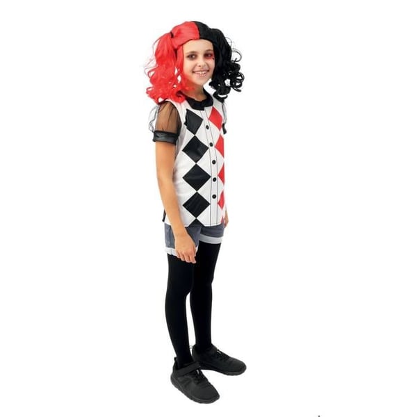 Kostym Barn - LITEN CLOWN - Arlequin Utklädnad Flicka - 10-12 år - Svart/röd - Lätt polyester