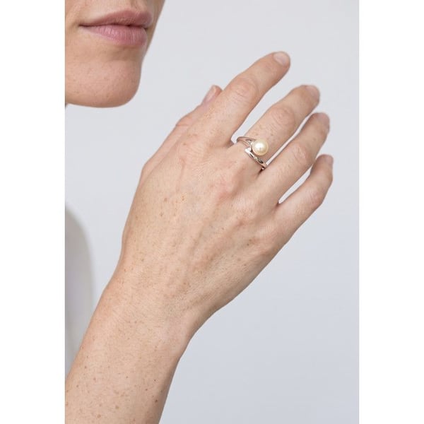 Ring - Pärlor & Färger - Äkta Odlad Pärla 8-9 mm - Naturlig Rosafärg - Vitt Guld 375/1000 - Kvinna