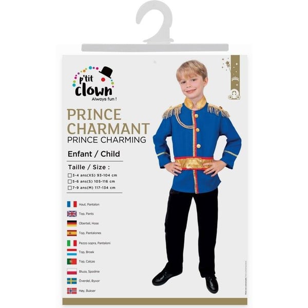 Prins charmig kostym - LITEN CLOWN - LITEN CLOWN - Blå - 7-9 år - Barn