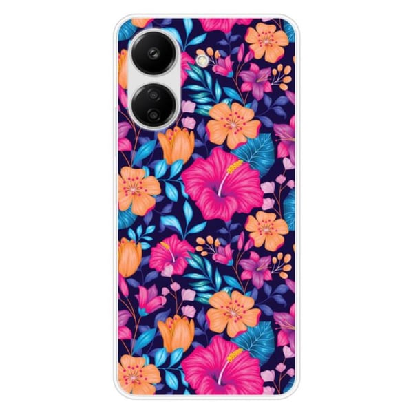 Siliconfodral med tryck kompatibel med Xiaomi Redmi 13C 4G Exotiska blommor