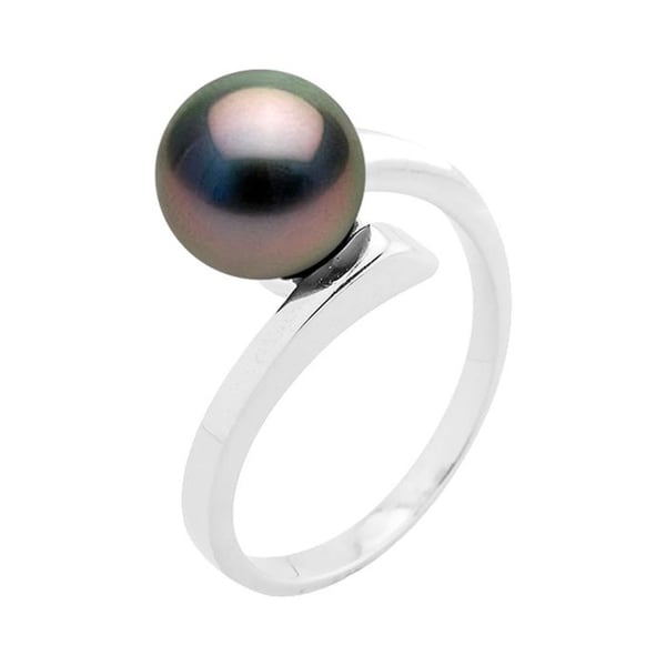 Ring - Pärlor & Färger - Tahiti Kulturpärla 8-9 mm - Vitt Guld 375/1000 - Kvalitet A+ - Kvinna