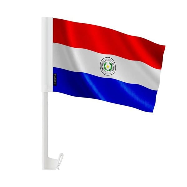 Bilflagga Paraguay – 14 x 21 cm – Polyester Tyg – Fäste på Fönster – 20 stycken – Pixelforma
